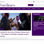 L'home page del sito afghano Zan Times. Il coraggio delle donne afghane che si battono per i loro diritti sotto il dominio dei Talebani. La rivista online Zan Times, pubblicata da un gruppo di giornaliste afghane, mira a informare il pubblico.