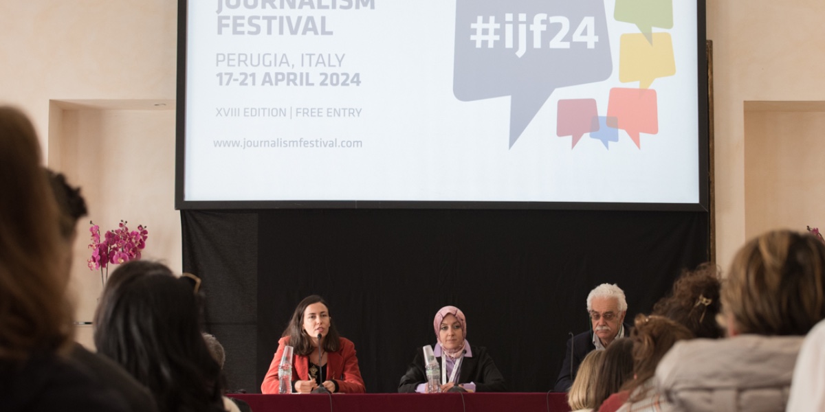 Un momento dell'incontro sulla Siria al Festival Internazionale del Giornalismo di Perugia.