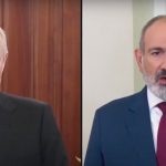 A sinistra, il presidente russo Putin, a destra il Primo Ministro dell'Armenia, Pashinyan.