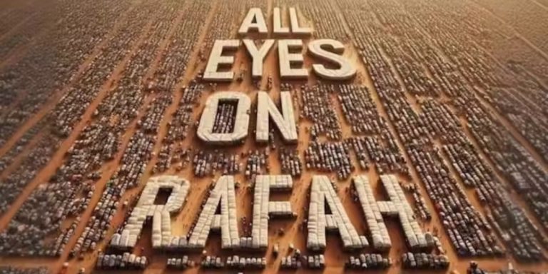 L'immagine con la scritta "All Eyes on Rafah" diventata virale sui social.