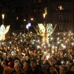 Gli studenti in piazza a Belgrado, in Serbia, per protestare contro il governo Vucic.