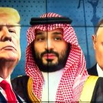 Da sinistra verso destra: il presidente USA Donald Trump, il principe saudita, Mohammad bin Salman Al Sa'ud, il presidente russo, Vladimir Putin. A Riad Trump e Putin stanno negoziando i termini sull'invasione russa in Ucraina.